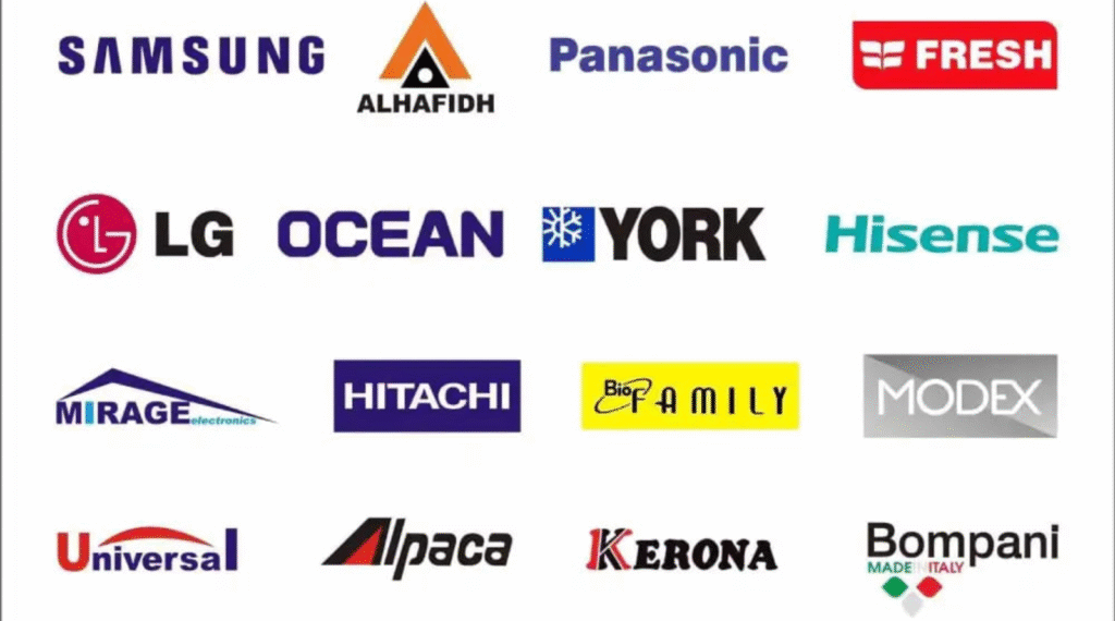 شعارات جميع ماركات الثلاجات – LG، سامسونج، دايو، توشيبا، هيتاشي، هايسنس في جدة